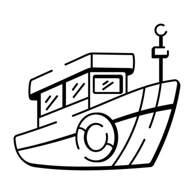 Bir balıkçı teknesini temsil eden karalama tarzı bir simge