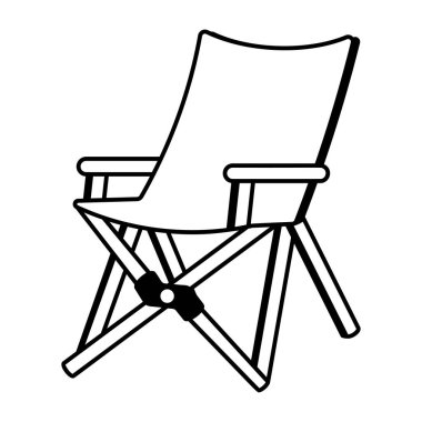 Kamp sandalyesini gösteren el çizimi simgesi
