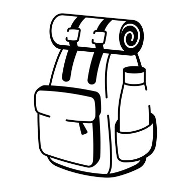 Kamp çantasını temsil eden karalama tarzı bir simge