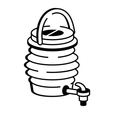 Bir su kabını gösteren el çizimi biçim simgesi