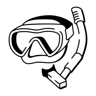 Bir dalış maskesi gösteren el çizimi biçim simgesi