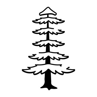 Çam ağacını gösteren bir el çizimi simgesi 