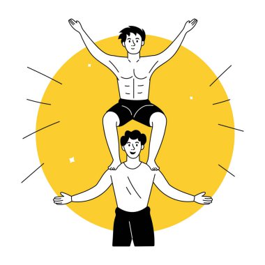 Sirk gösterisini gösteren el çizimi bir illüstrasyon