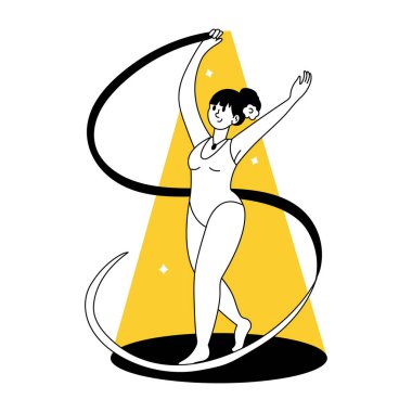 Kurdele dansçısını gösteren el çizimi bir illüstrasyon