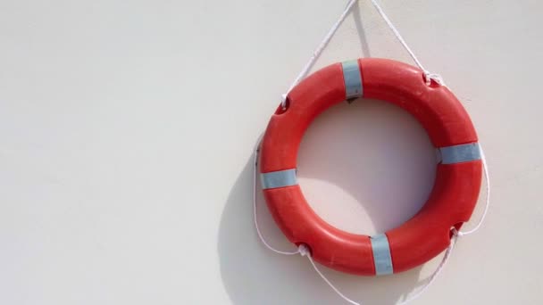 Orange Lifesaver White Background Horizontal Lifebuoy Safety Symbols — Stok video