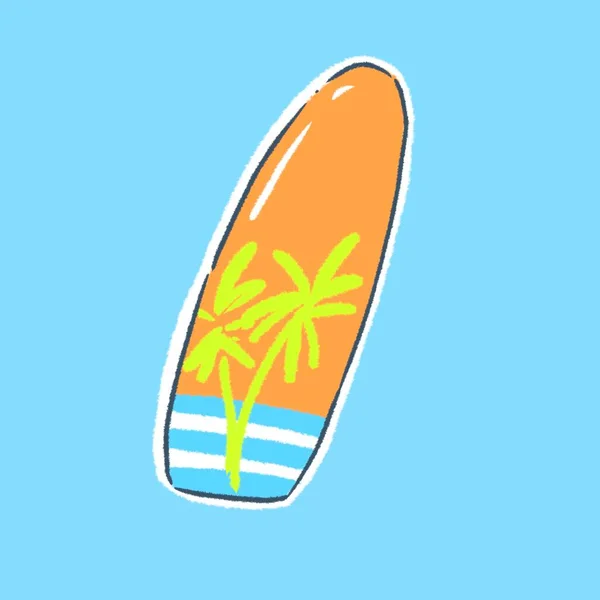 Serfboard Naranja Mano Dibujo Clipart — Foto de Stock