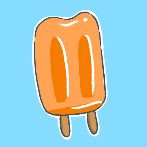 Orange Ice Cream Hand Drawing Clipart — Stockfoto