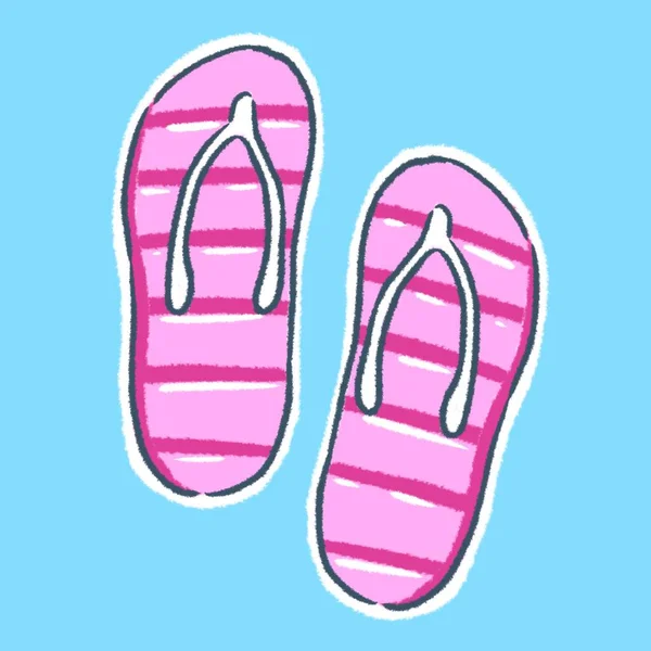 Różowe Sandały Ręczne Rysowanie Clipart — Zdjęcie stockowe