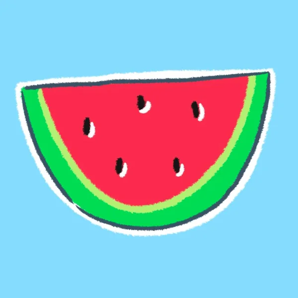 Sliced Watermelon Hand Drawing Clipart — Stock Photo, Image