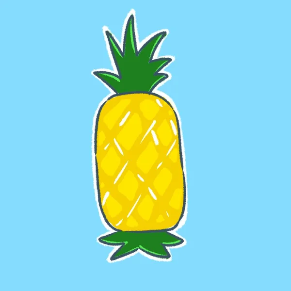Whole Pineapple Hand Drawing Clipart — Stock Photo, Image