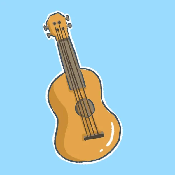 Brown Guitar Hand Drawing Clipart