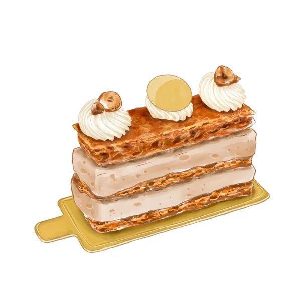 Watercolor Painting of Millefeuille