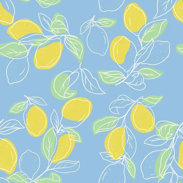 Lemon Brunch Sketch Background Seamless — 스톡 사진