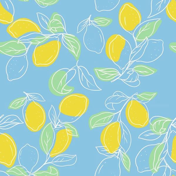 Lemon Brunch Sketch Sfondo Senza Soluzione Continuità — Foto Stock