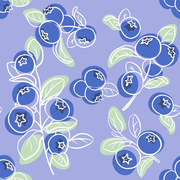 Blueberry Branch Sketch Fondo Sin Costuras —  Fotos de Stock