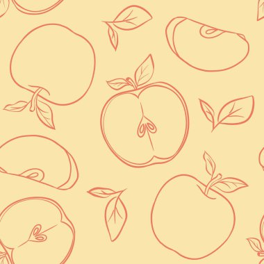 Apple Çizgisi Çizimi Kusursuz Arkaplan