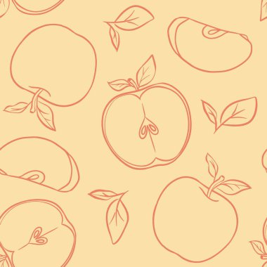 Apple Çizgisi Çizimi Kusursuz Arkaplan