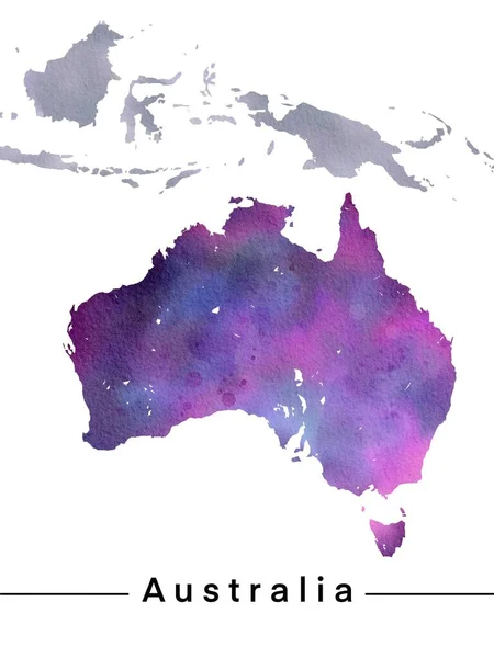 Akvarell Målning Australien Karta — Stockfoto