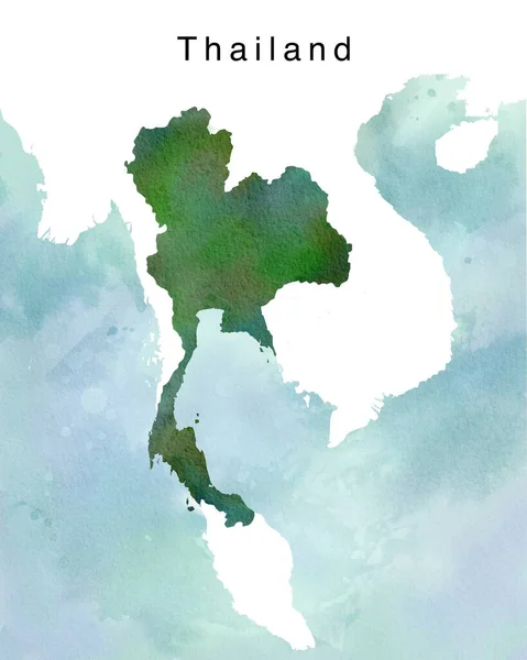 Aquarela Pintura Tailândia Mapa — Fotografia de Stock