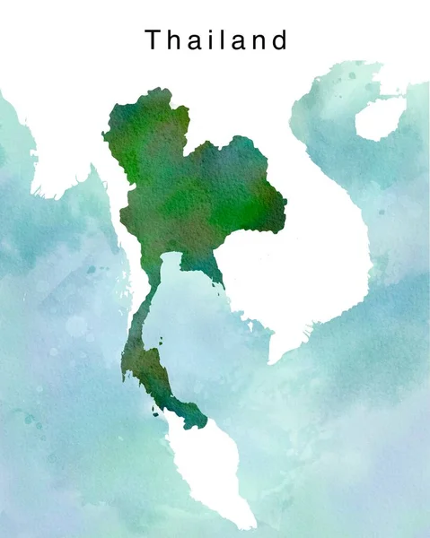 Acuarela Pintura Tailandia Mapa — Foto de Stock