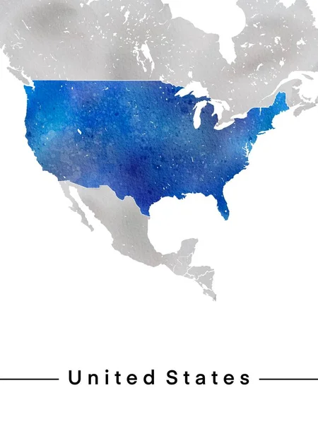 Acquerello Pittura Stile Stati Uniti Mappa — Foto Stock