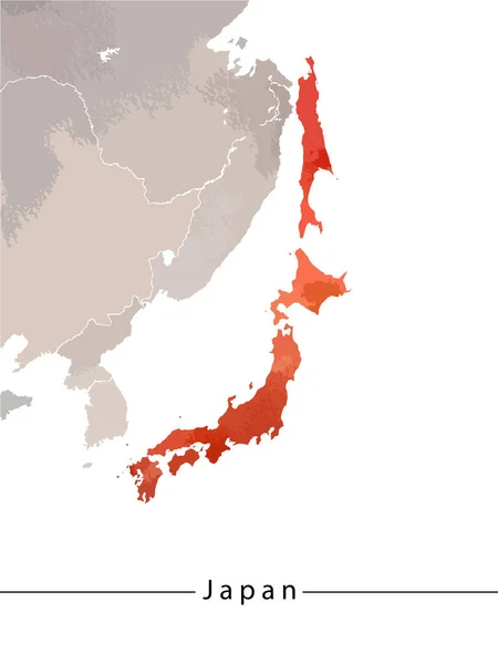 Styl Malby Akvarelem Japonska Mapa Vektor — Stockový vektor