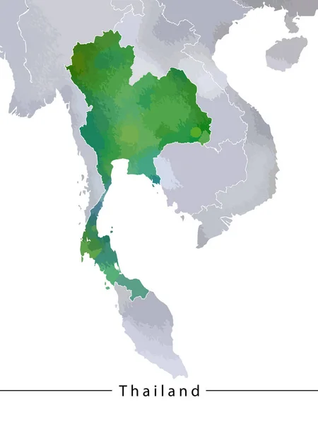 Tayland Harita Vektörünün Suluboya Boyama Biçimi — Stok Vektör