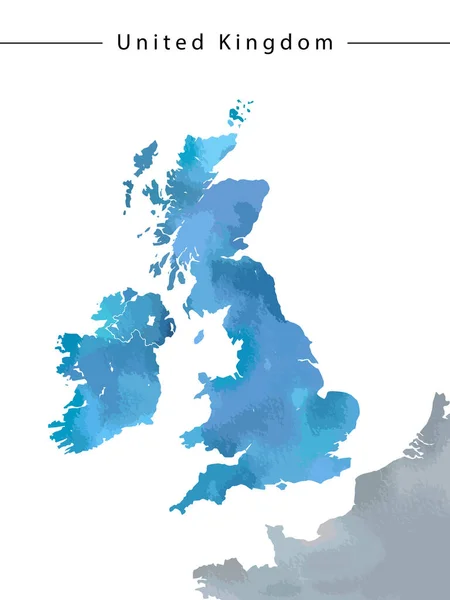 Akvarell Målning Storbritannien Karta Vektor — Stock vektor