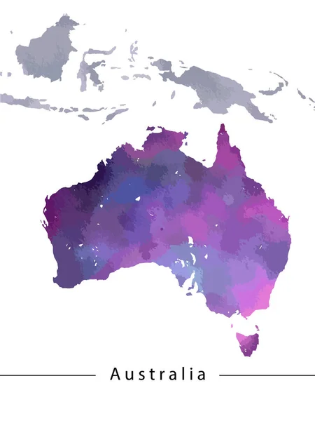 Pittura Acquerello Australia Mappa Vector — Vettoriale Stock