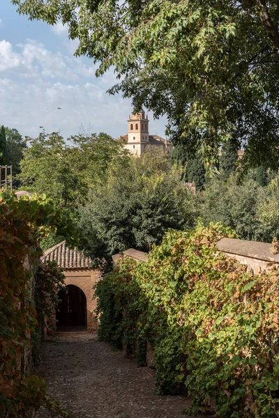 Uitzicht Toren Van Santa Maria Alhambra Vanaf Oude Toegang Tot — Stockfoto