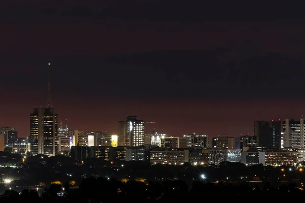 stock image Night view of the center of Brasilia, capital of Brazil. Urban landscape. Blue hour. Downtown. Cityscape.