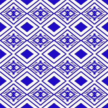 Kusursuz geleneksel arkaplan tasarımı, etnik model tasarımı, arkaplan veya duvar kağıdı için ikat deseni. Tekstil, duvar kağıdı, halı, yastık, yorgan, giysi, ambalaj, Batik