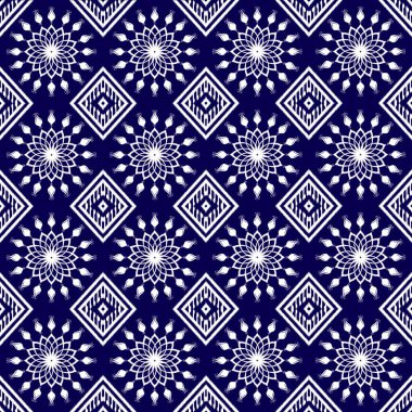 Kusursuz geleneksel arkaplan tasarımı, etnik model tasarımı, arkaplan veya duvar kağıdı için ikat deseni. Tekstil, duvar kağıdı, halı, yastık, yorgan, giysi, ambalaj, Batik