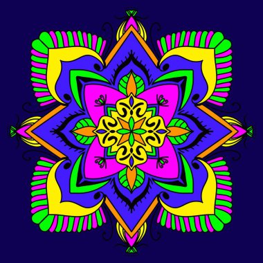 Mandala. Etnik dekoratif unsur. El çizimi arka plan. İslam, Arapça, Hintçe, sedir motifleri