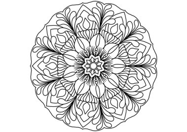 Mandala, mandala şeklindeki desen, duvardaki sanat, duvar kağıdı boyası tişört ve fayans çıkartması için tasarım, dövme, dekorasyon. Etnik doğu tarzında dekoratif süs, Boyama kitabı sayfası.