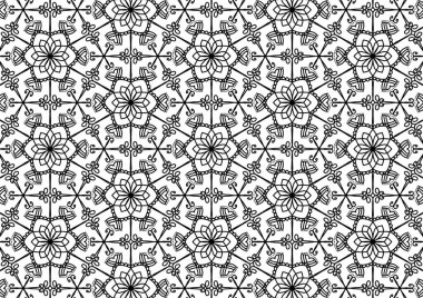 Karmaşık Siyah ve Beyaz Tasarım, Soyut Mandala Sanatı, Simetrik Çiçek Motifi, Ayrıntılı Çizgi Sanatı, Siyah ve Beyaz Çiçek Simetrisi, Süslü Çiçek Şebekesi Tasarımı