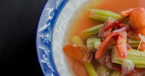 Moringa Sour Soup Sliced Tomatoes Chilies Indonesian Food — стокове відео