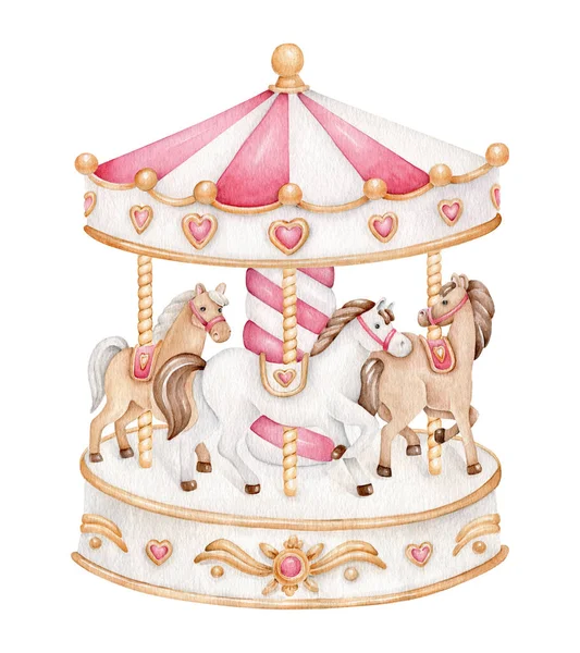 Watercolor Carousel Isolated White Background — Foto de Stock