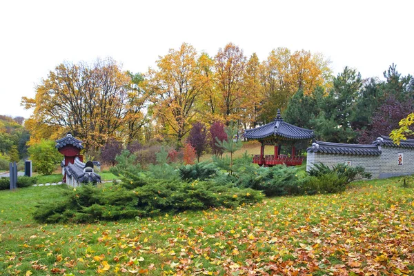 Jardim Tradicional Coreano Jardim Botânico Nacional Hryshka Academia Nacional Ciências — Fotografia de Stock