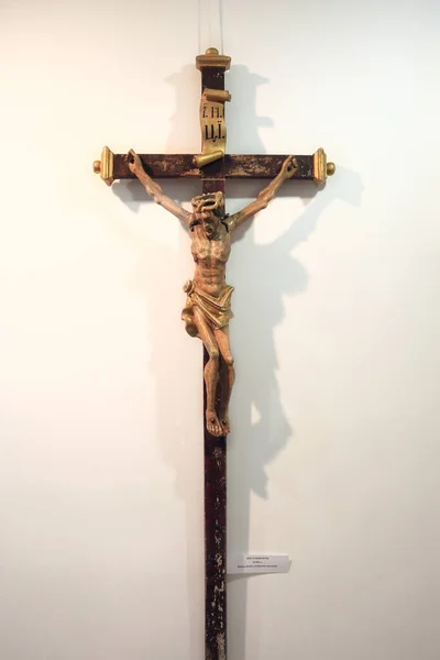 Crucifixion Bois Vintage Musée Icône Volyn Lutsk Ukraine — Photo