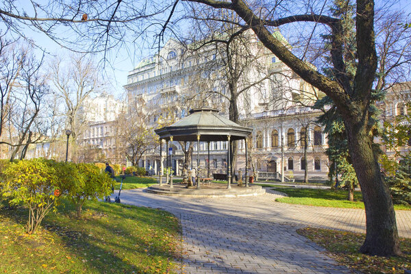 Well-room in Shevchenko Park in sunny autumn day in Kyiv, Ukraine