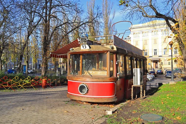 Tram Vintage Dans Parc Shevchenko Kiev Ukraine — Photo