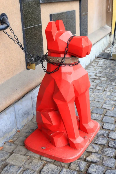 Sculpture Red Dog Street Rivne Ukraine — Stock Photo, Image