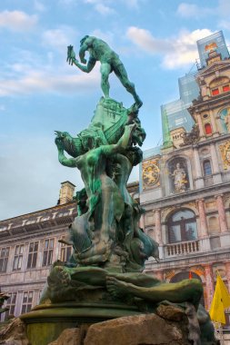Brabo Fountain on the Grote Markt square in Antwerp, Belgium
