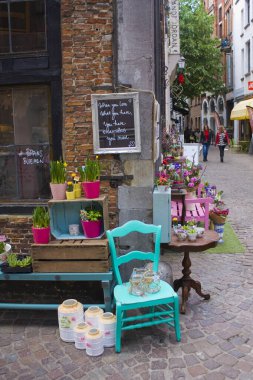 Spring flowers for sale at flower shop in Antwerp, Belgium