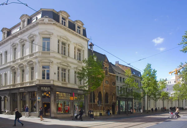 Beautiful Building Famous Meir Street Main Shopping Street Antwerp Belgium — Photo