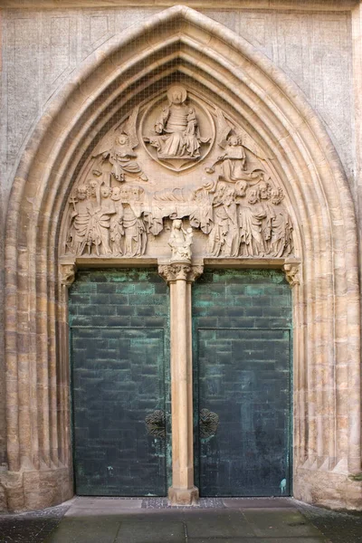 Ricca Decorazione Della Porta Della Cattedrale Halle Germania — Foto Stock