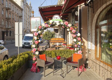 Ukrayna 'nın Odessa kentindeki sokak kafesi.