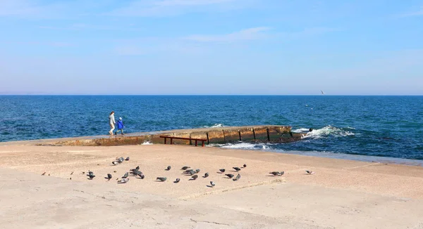Mare Con Molo Una Giornata Sole Odessa Ucraina — Foto Stock