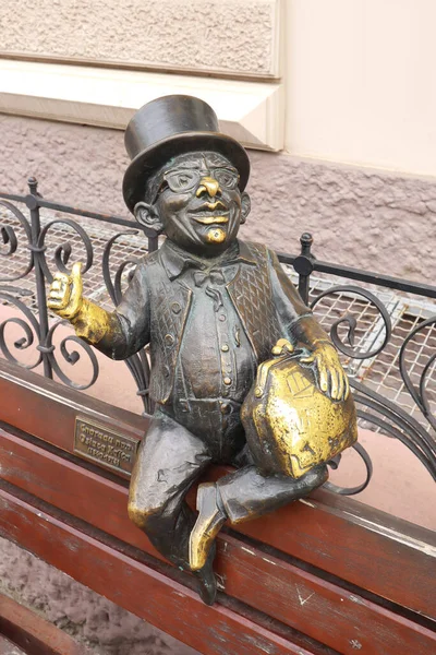 Sculpture Bronze Pour Petit Banquier Odessa Ukraine — Photo